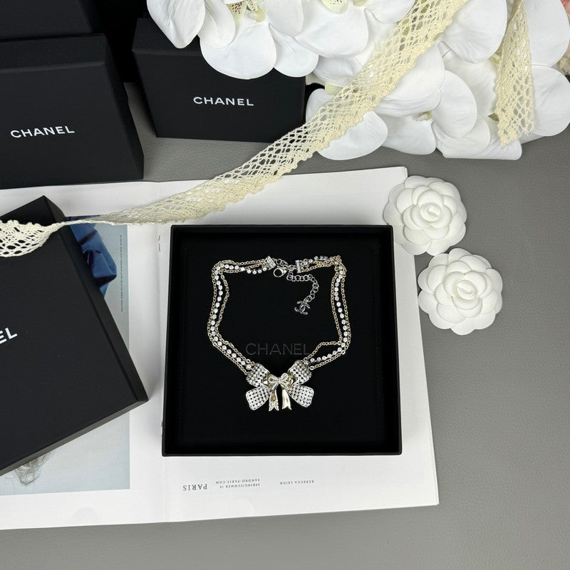CC 25K Bow Tie Choker Necklace