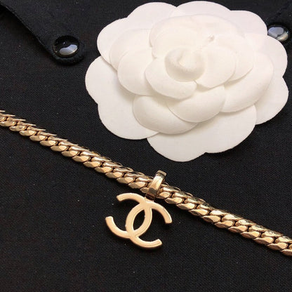 CC Snake Pattern Gold Chain Necklace