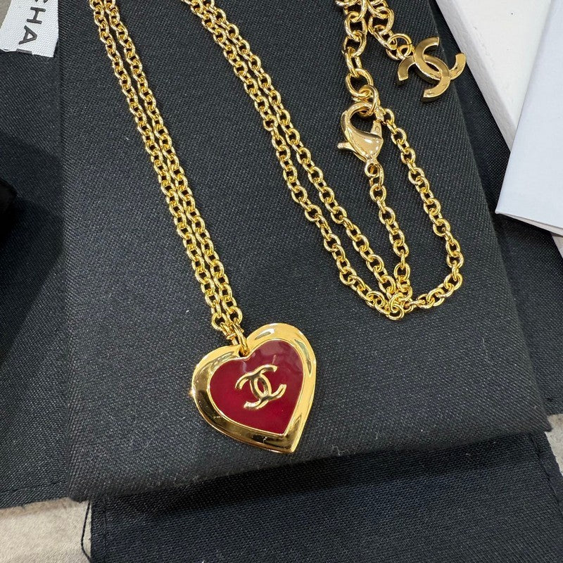 CC Black & Red Heart Gold Necklace
