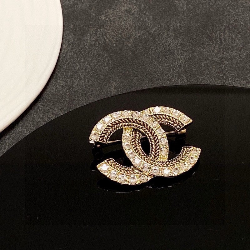 CC Diamond Gold Brooch