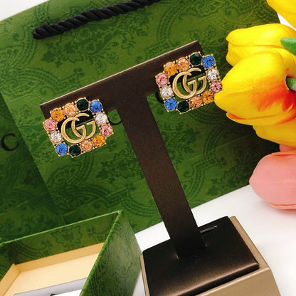 GG Color Crystal Gold Earrings