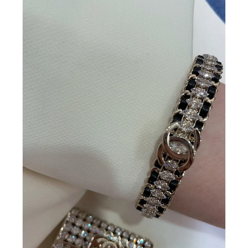 CC Crystal Leather Bracelet