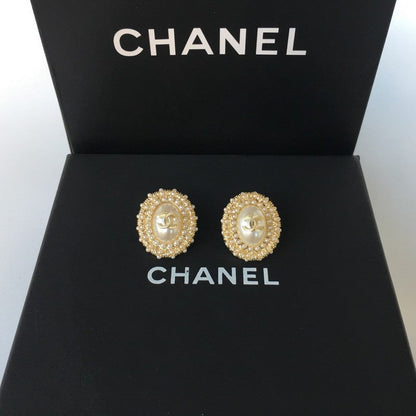 CC Pearl & Diamond Oval Earrings