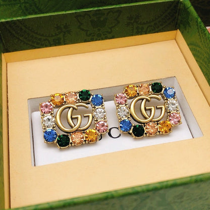 GG Color Crystal Gold Earrings