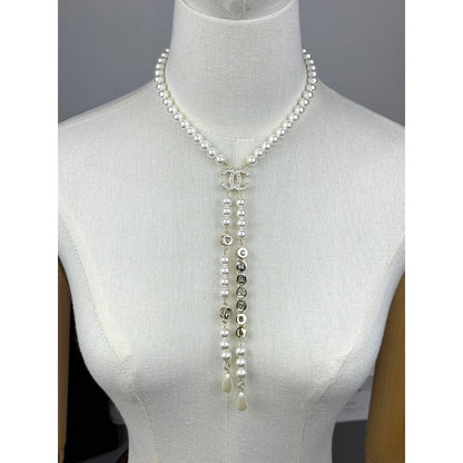 CC Long Tassel Pearl Necklace