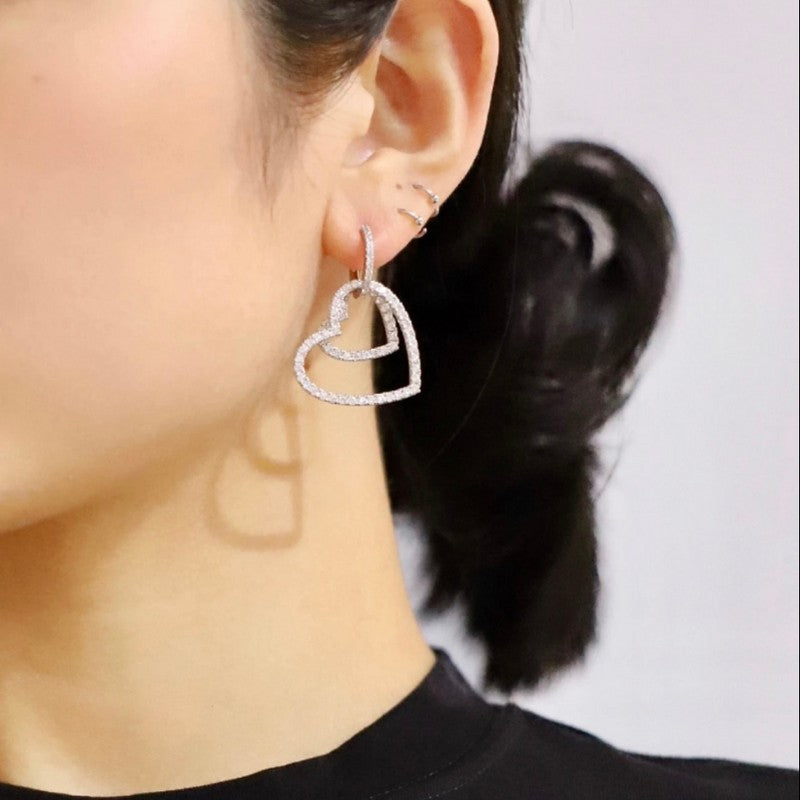 T Heart Diamond Earrings