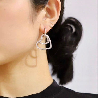 T Heart Diamond Earrings
