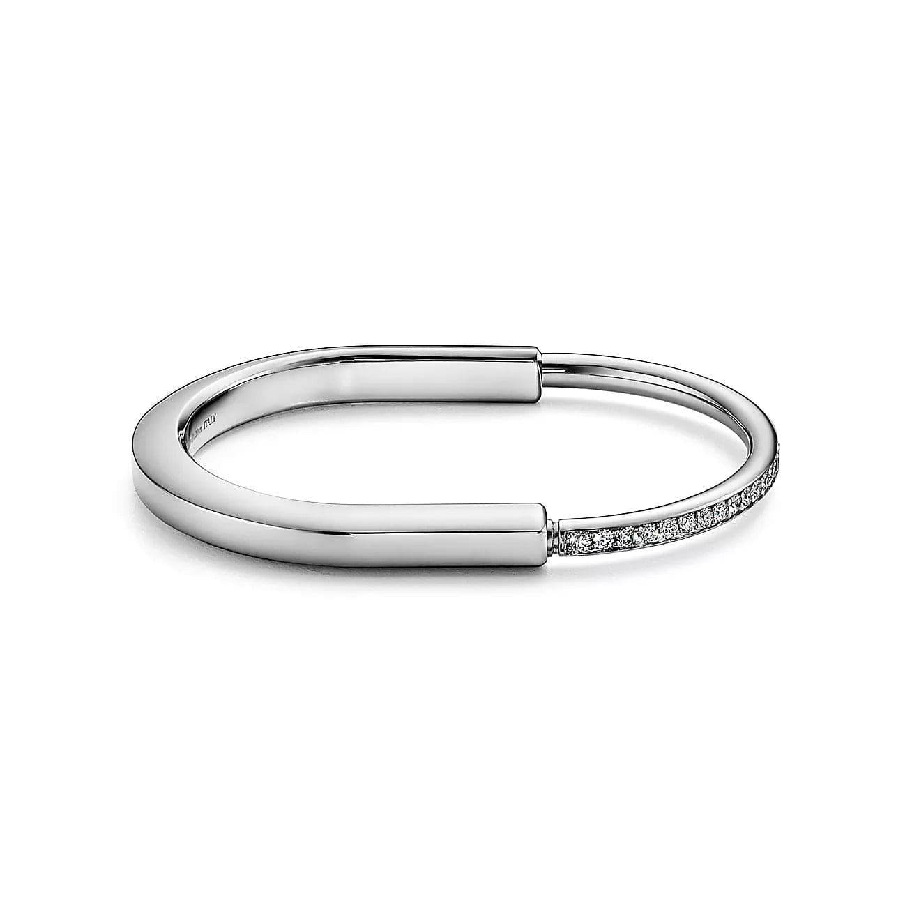 Tiffany Lock Bangle Half Pave Diamonds Bracelet